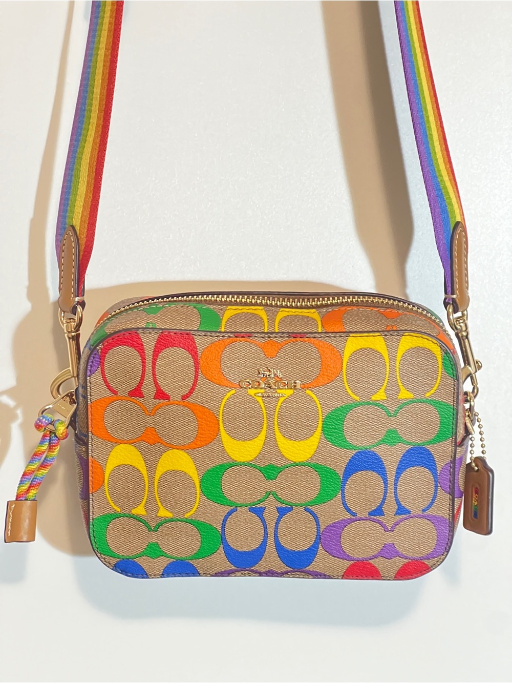 🌈 COACH Jamie Mini Camera Bag in Rainbow Signature Canvas Crossbody